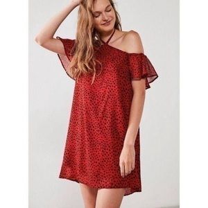 UO Rare London Cold Shoulder Halter Dress